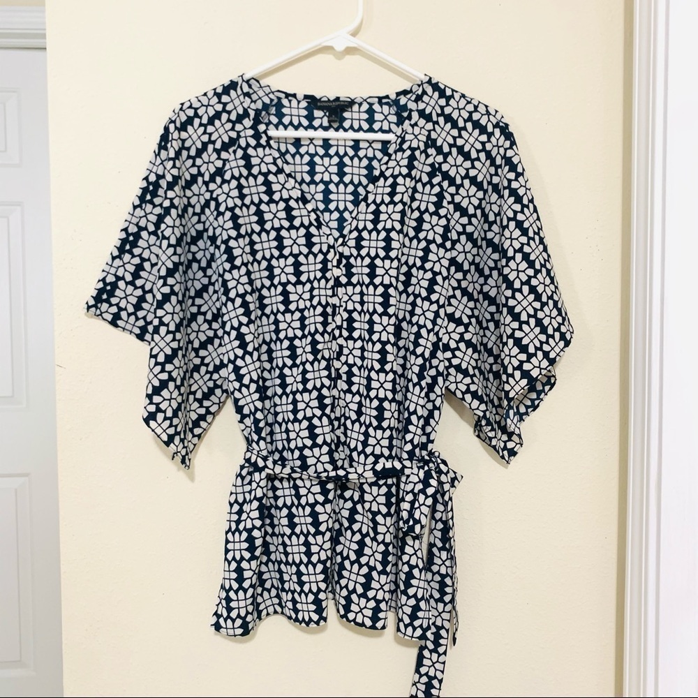 BANANA REPUBLIC butterfly sleeves belted blouse S